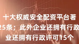 十大权威安全配资平台著作权信息25条；此外企业还拥有行政许可15个